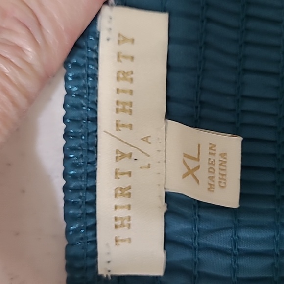 Thirty Thirty Teal Mini Dress with Sheer Poof Sleeves & Smocked Back size XL - Picture 3 of 8